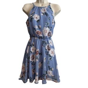 Blue Rain Floral Y2K Womens Lined Romper Size XXS Fairy Dainty Coquette Boho